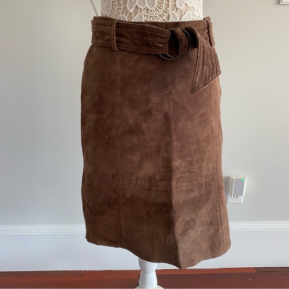 GARSON by Rem Garson Brown Suede Skirt Vintage Sz 6